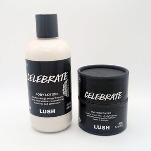 NEW, SEALED Lush Celebrate Lotion and Dusting Powder, Exp: 2026 & 2027